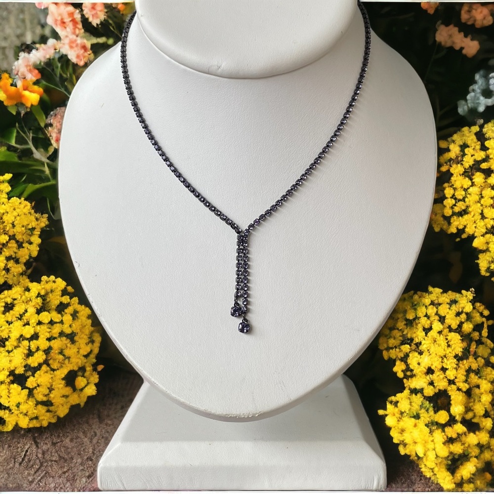 Roberta Chiarella Hematite rhinestone lariat necklace